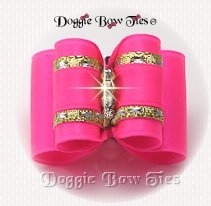 Dog Bow- Full Size,Neon Pink Narrow Band