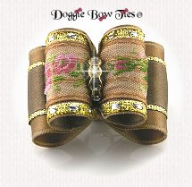 Dog Bow-Full Size, Sable Old Rose brocade