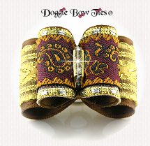 Dog Bow-Full Size Bronze Paisley Brocade