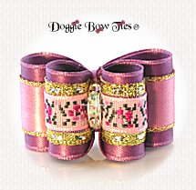 Dog Bow-Full Size Embroidered band, Amethyst