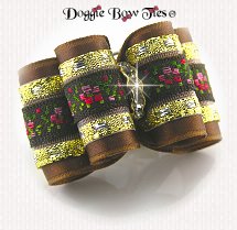 Dog Bow-Full Size, Embroidered Band Bronze