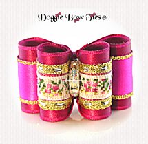 Dog Bow-Full Size Embroidered band,Fuchsia