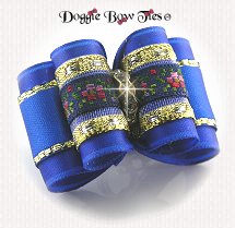 Dog Bow-Full Size, Embroidered Band Royal Blue