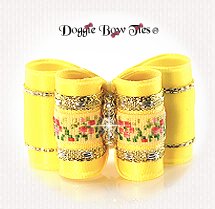 Dog Bow-Full Size Embroidered band,Yellow
