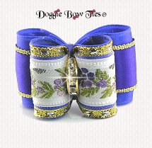 Dog Bow-Full Size, Jacquard Floral, Grappa and Gold