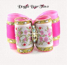 Dog Bow-Full Size,  Pink Floral Jacquard