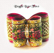 Dog Bow-Full Size, Jaquard, Wine and Roses