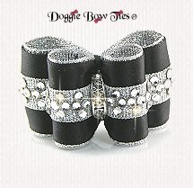 Dog Bow-Full Size, Crystal Band, Black