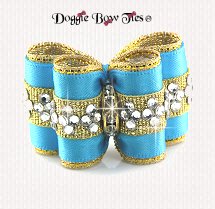 Dog Bow-Full Size, Crystal Band, Island Blue