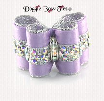 Dog Bow-Full Size, Crystal Band, Orchid