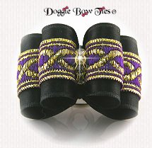 Dog Bow-Full Size, Golden Chain, Black and Purple