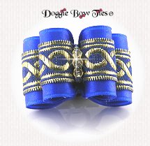 Dog Bow-Full Size Golden Chain Royal Blue