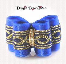 Dog Bow-Full Size, Golden Chain, Ultra Blue