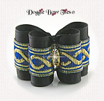 Dog Bow-Full Size, Golden Chain, Black and Royal