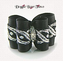 Dog Bow-Full Size, Silver Leaf, Black