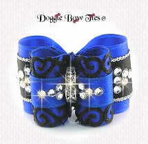 Dog Bow-Full Size, Crystal, P3/ Ultra Blue/Black Venetian Lace