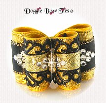 Dog Bow-Full Size, Gold Venetian Lace