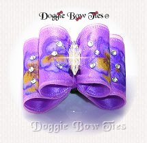 Dog Bow-Full Size, Lilac Pansy