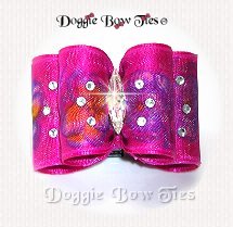Dog Bow-Full Size, Raspberry Pansy