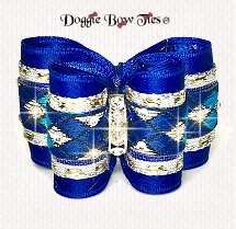 Dog Bow, Full Size-Crystal Studded Jacquard-Royal Blue