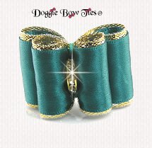 Dog Bow-Full Size, Satin and Gold,Jade