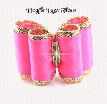 Dog Bow-Full Size, Satin and Gold,Passion Fruit