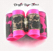 Dog Bow-Full Size,Chantilly Lace Neon Pink