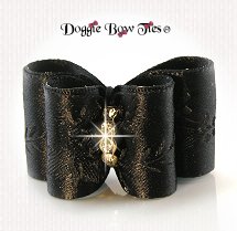 Dog Bow-Full Size, Rose Satin, Black