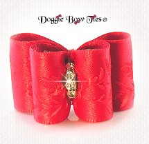 Dog Bow-Full Size, Rose Satin, Red