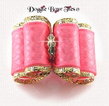 Dog Bow-Full Size, SoHo Basket Weave Coral