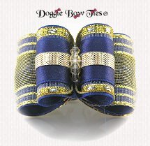 Dog Bow-Full Size, Band Of Gold, Deep Blue
