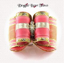 Dog Bow-Full Size, Band Of Gold, Peachy Pink
