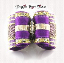 Dog Bow-Full Size, Band Of Gold, Purple