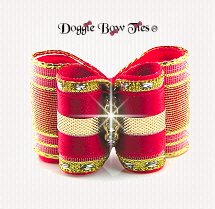Dog Bow-Full Size, Band of Gold, Red