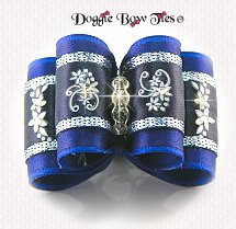 Dog Bow-Full Size, Brushing Beauty Crystal, Deep Navy Blue