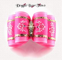 Dog Bow-Full Size Brushing Beauty, Pink with Crystal