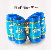 Dog Bow-Full Size, Brushing Beauty, Turquoise w/tiny crystals