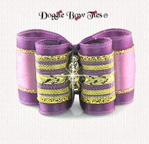 Dog Bow-Full Size, Gold Chevron, Amethyst