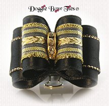 Dog Bow-Full Size, Metallic Chevron, Black and Gold