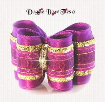 Dog Bow-Full Size, Gold Tinsel Wonderbow, Purple