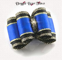 Dog Bow, Full Size, Black Royal Blue, Gold