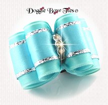 Dog Bow-Full Size, Sensational Satin, Aqua