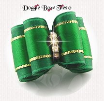 Dog Bow-Full Size, Sensational Satin, Emerald