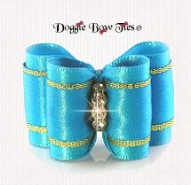 Dog Bow-Full Size, Sensational Satin, Turquoise
