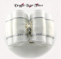 Dog Bow-Full Size, Sensational Satin, White