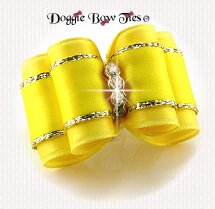 Dog Bow-Full Size, Sensational Satin, Yellow