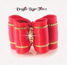 Dog Bow, Full Size, Sensational Satins, Red