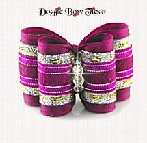 Dog Bow-Full Size, Silver Tinsel Wonderbow, Fuchsia