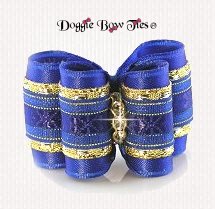 Dog Bow-Full Size, Gold Tinsel Wonderbow, Royal Blue