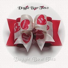 Dog Bow-Full Size,Holiday Valentines Day Conversation Hearts